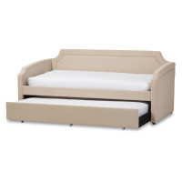 Baxton Studio Parkson-Beige-Daybed Parkson Curved Notched Corners Sofa Twin Daybed